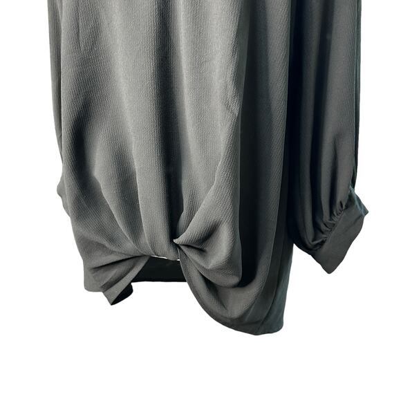 GIBSON Womens Large Black Three Quarter Cuffed Wrist Sleeve Twist Hem Bubble Top - Picture 2 of 8